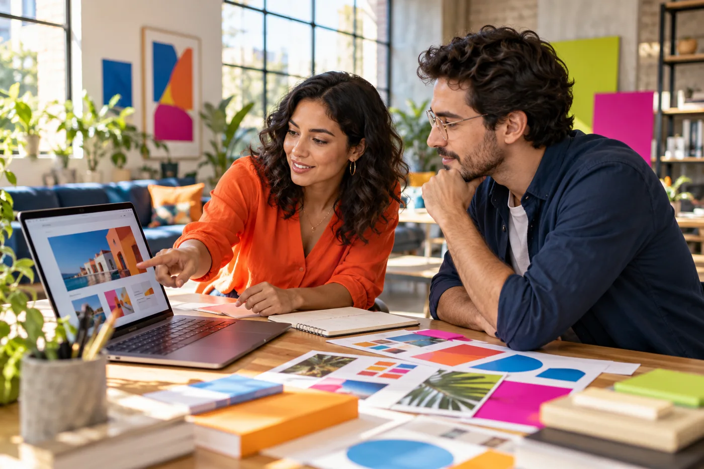 Entrepreneur reviewing a digital proposal in a creative studio
